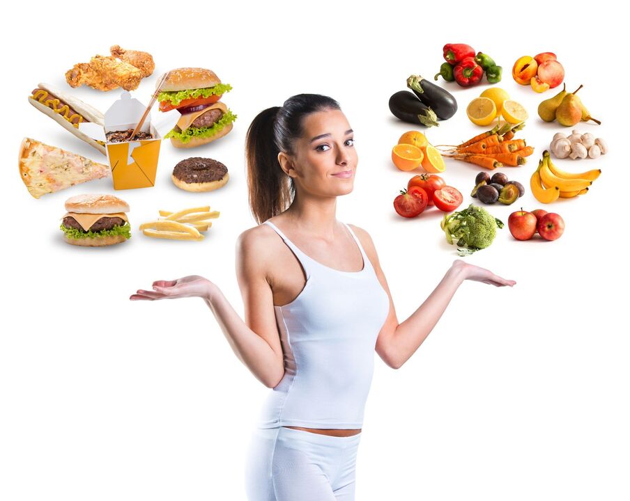 choosing between healthy and unhealthy food